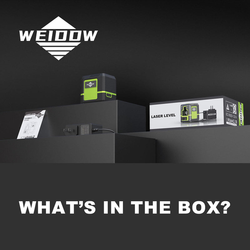 Weiddw laser level - Green Cross Line, for interior decoration, for vertical and horizontal measurement, 1200 mAh lithium battery, 10-hour standby time