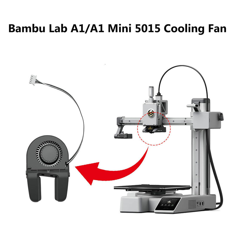 3D Printer DC24V Extruder Hotend Cooling Fan 5015 for Bambu Lab A1/A1 Mini, 50x50x15mm with Dual Ball Bearing 5.2W 0.22A, Cooling Fan with Cable Line 9000 ± 10% RPM 1