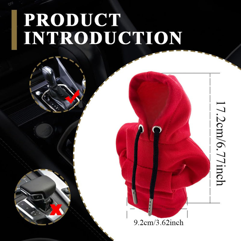 Gear Shift Hoodie, Universal Car Shift Knob Cover, Automotive Interior Cute Gadgets, Car Accessories and Decorations Mini Hoodie for Car Shifter 1 Piece Red