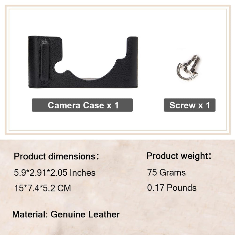 Handcrafted Vintage Half-Wrap Camera Protector Genuine Leather Camera Case for Nikon ZF (Black) Black