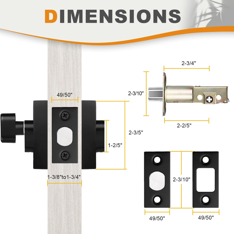 Probrico Keyed Alike Single Cylinder Deadbolts (2 Pack) Entrance and Front Door Locks Black Square Lockset with Same Keys, Anti-Theft Interior& Exterior Door Hardware 2