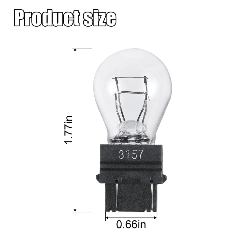 3157 Car Halogen Light Bulb, 12V P27-7W 3000K Automotive Brake/Reverse/Tail/Turn Signal/Side Marker Light Replacement Bulbs, Universal Long-Life Miniature Bulb for Cars Trucks SUV (White-2PCS) White-2PCS