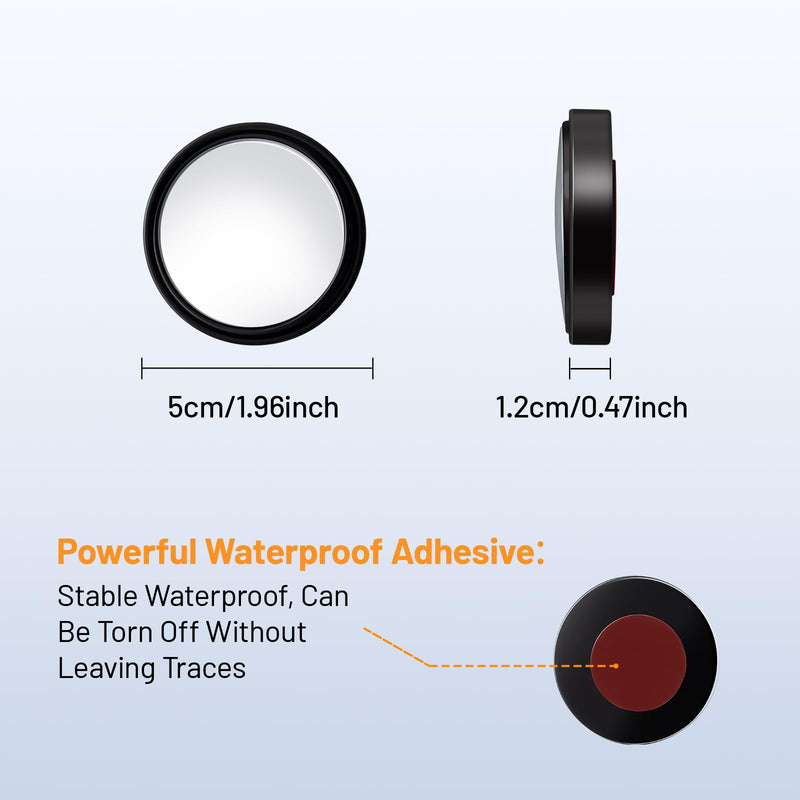 Blind Spot Mirror,2" Round HD Glass 360°Wide Angle adjustable blindspot mirror,2pcs Convex car side mirror for Cars SUV and Trucks black