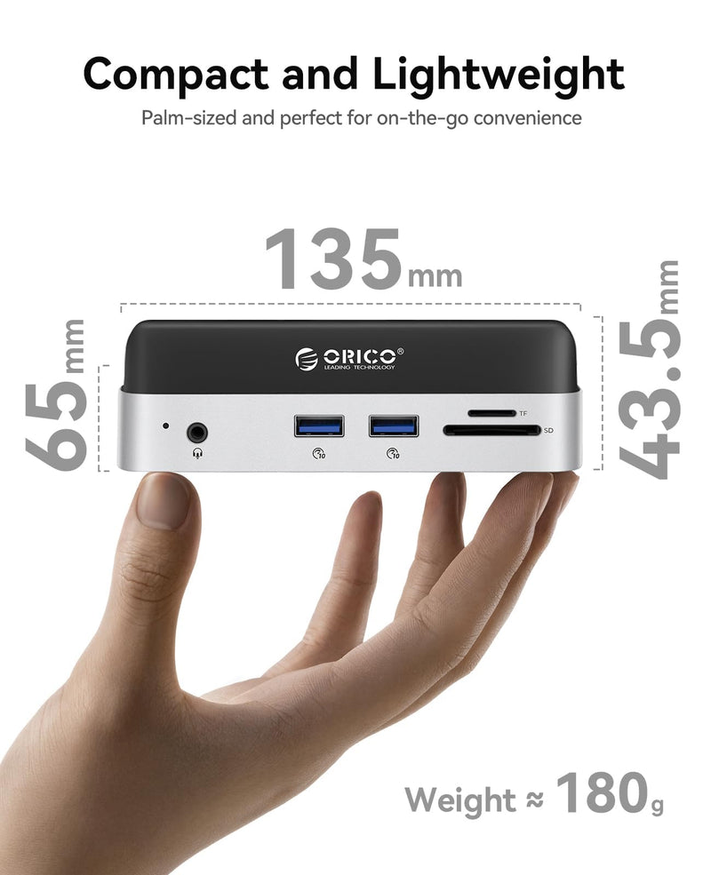 ORICO MiniDock Mac mini M4 Dock and Stand with 8TB M.2 SSD Enclosure (SSD NOT Included), 2xUSB A 10Gbps, SD/TF Card Slots, 3.5mm Audio, for Mac mini M4 and M4 Pro 2024(VSE) 0GB(SSD not included)