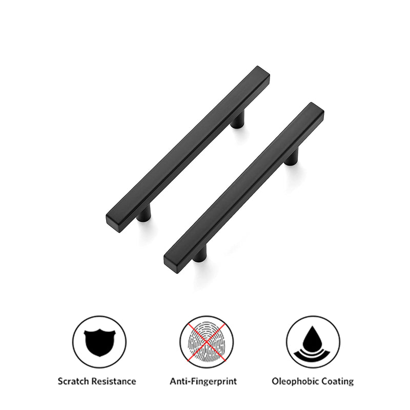 Ravinte 10 Pack 6'' Square Cabinet Pulls Matte Black Stainless Steel Kitchen Drawer Pulls Cabinet Handles 6”Length, 3-3/4” Hole Center