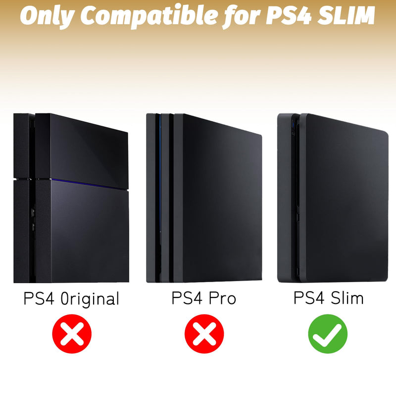 PS4 Slim Metal Wall Mount Bracket for Behind TV | Space Saving Design, Detachable Holders for 2 Controllers & Headphones, Mount Near or Behind Television