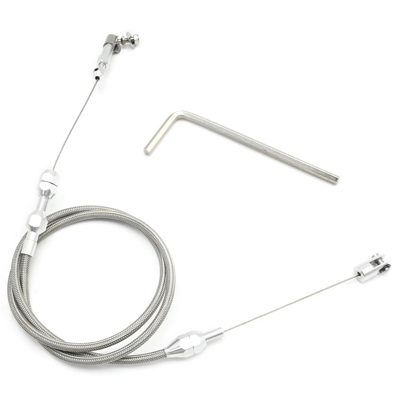36 inch Automotive Universal Braided Throttle Cable Kit, Stainless Steel Gas Cable, Swap Braided Throttle Cable Kit