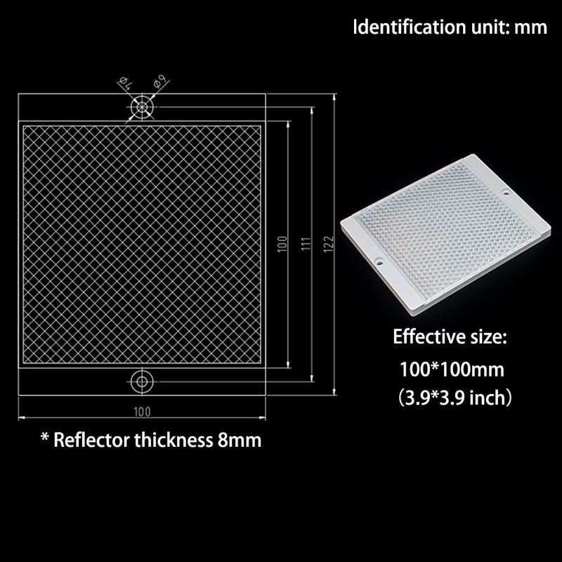  [AUSTRALIA] - PC Plastic Reflector for Photoelectric Sensors - 100mm x 100mm, Suitable for Infrared and Laser Sensors (1 Pack of 2pcs)