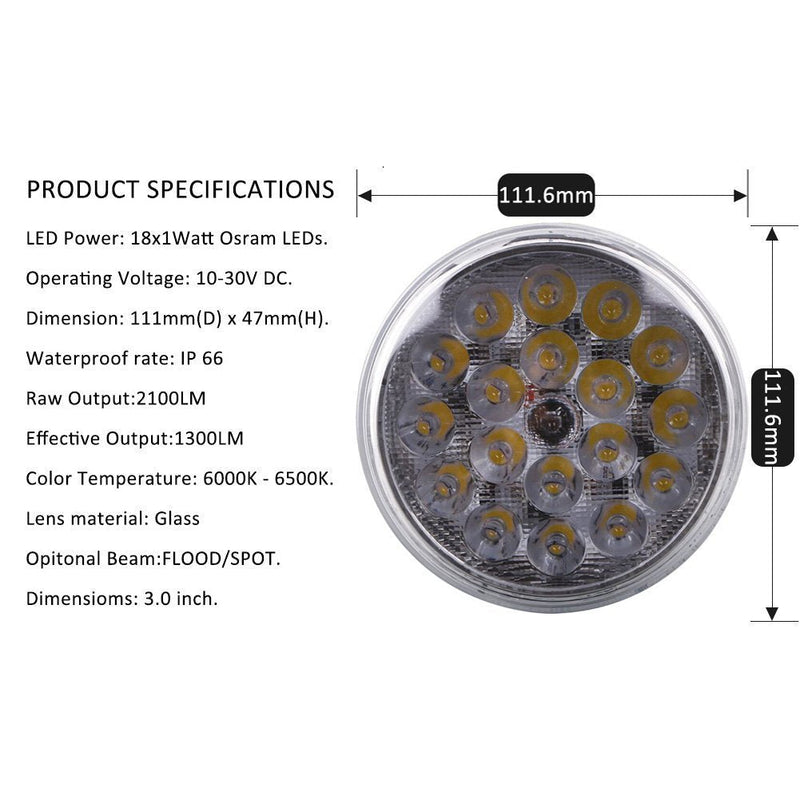 PAR36 LED Xenon White 6000K(Eq 100W Incandescent Iamp) Multipurpose Tractor Light Farming Industrial Offroad Lamp Outdoor Incandescent Landscape Lighting(Flood-Pigtail Terminal) Flood