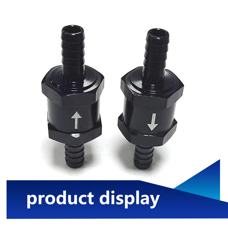 2 PCS Car Fuel One-way Check Valve, 12mm/0.47" Alloy Low Pressure Fuel System with Directional Mark Check Valve, Modification Replacement Parts, Compatible with Most Car Models (Black) 2 PCS #12mm Black