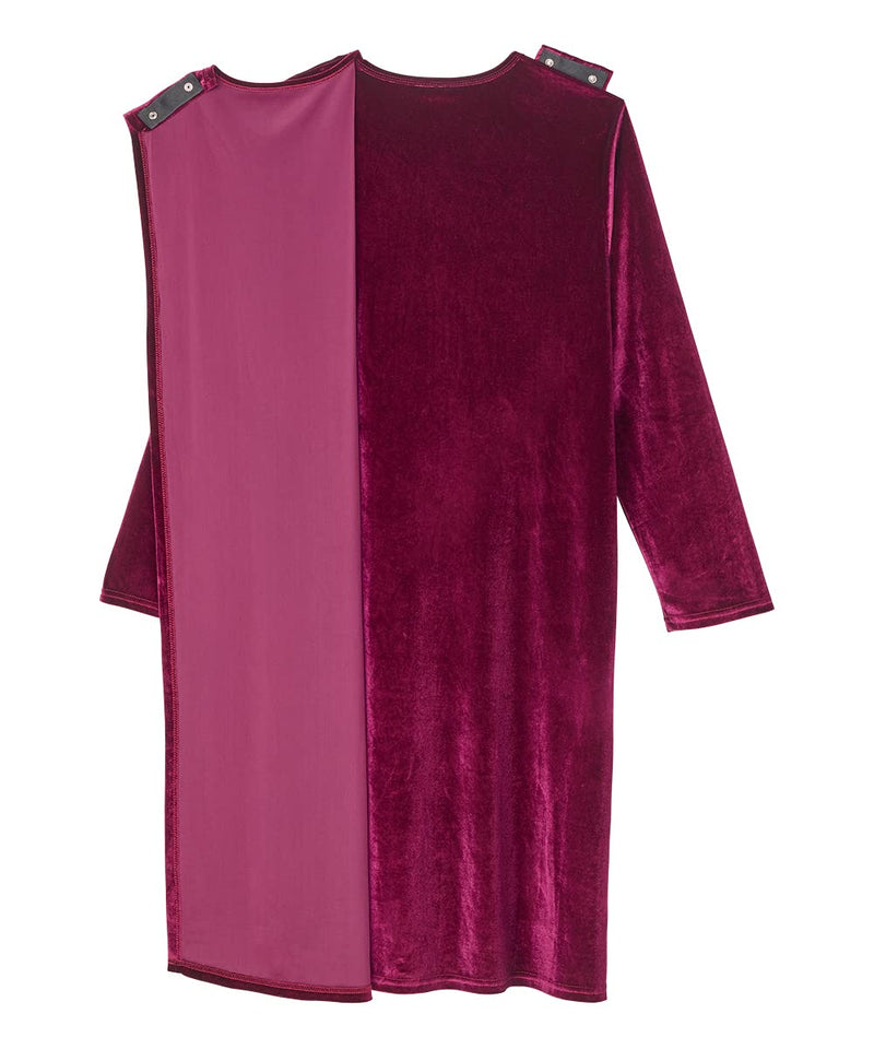 Silverts Women’s Adaptive Open Back Velvet Dress Assisted Dressing Elderly Clothing Nursing Home Holiday Wear Medium Wine