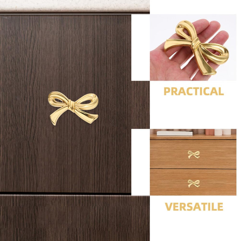 DOITOOL Brass Bow Shape Cabinets Knobs Gold Drawer Pulls Decorative Bow Knobs Cupboard Pull Handles for Home Kitchen Cabinet Hardware Cupboard Dresser Wardrobe and Drawer Pulls - 6 Pack
