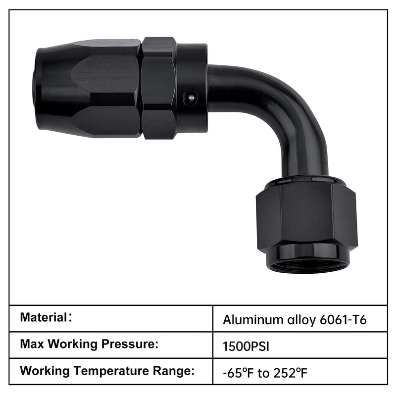 EVIL ENERGY 6AN Hose End Fitting 90 Degree Swivel for CPE Braided Hose Black