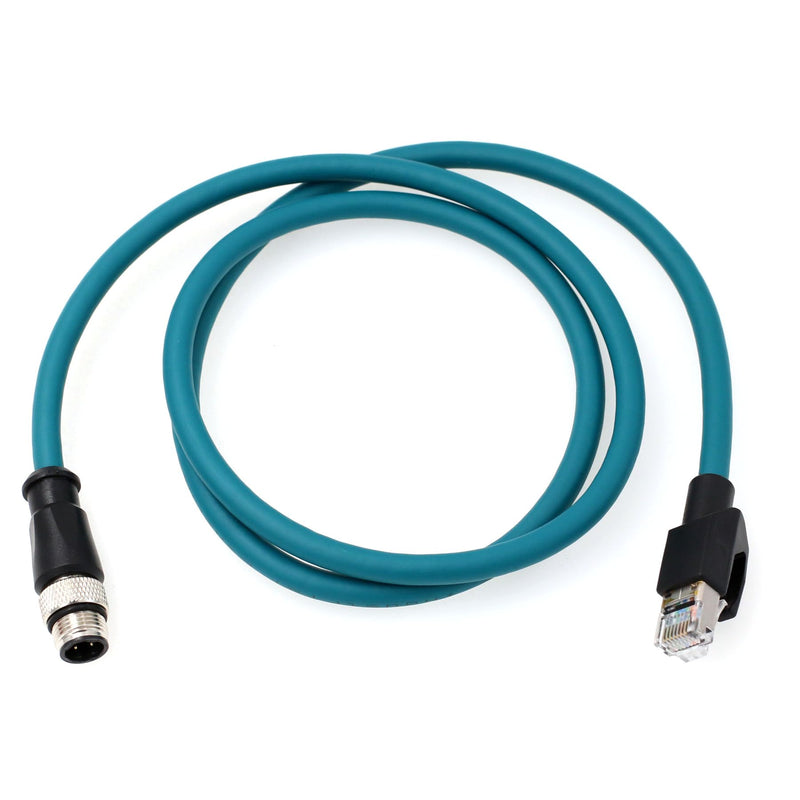 HangTon Ethernet M12 4 Pin D-Coded to RJ45 Cable for Keyence Sick Machine Vision Sensor Reader Barcode Scanner, Profinet Network 1m