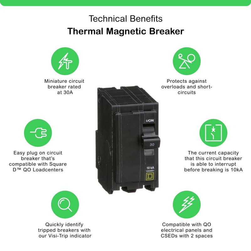 Square D By Schneider Electric QO230CP QO 30-Amp Double-Pole Circuit Breaker - Quantity 1