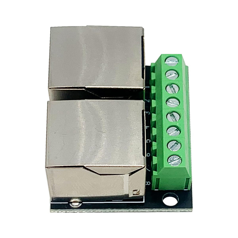 2PCS RJ45 Ethernet Dual Female Terminal Breakout Board,3.5mm Pitch 8Pin RJ45 Screw Connector Board Network Adapter Terminal Dual RJ45 interface