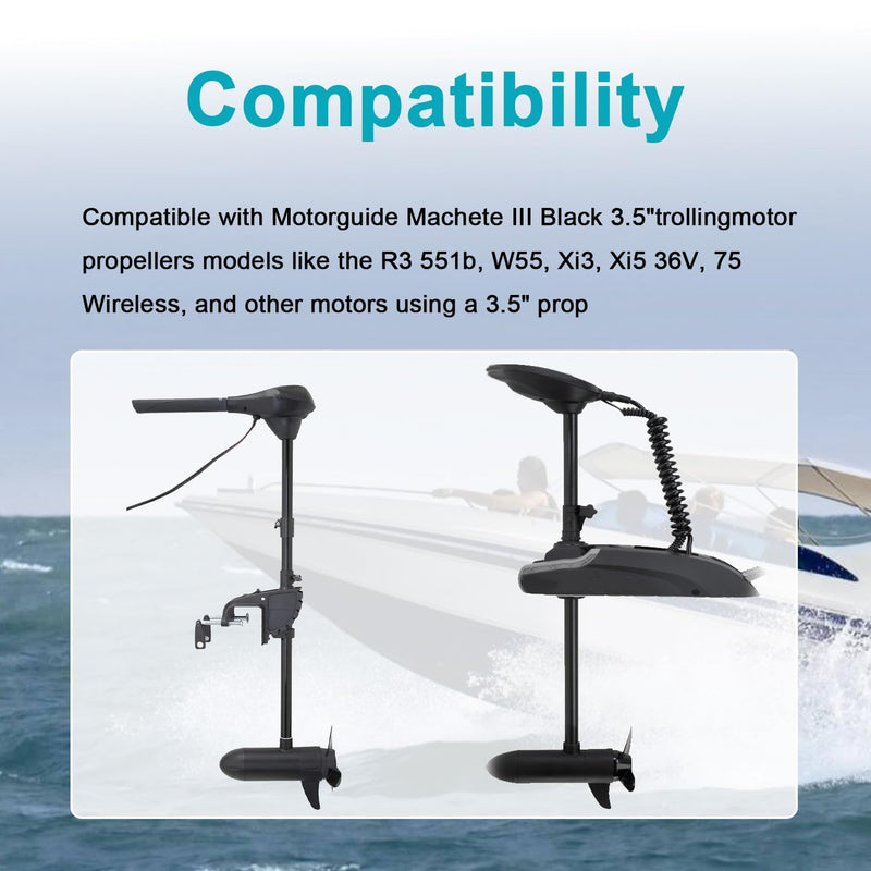 3-Blade Trolling Motor Propeller Compatible with Motorguide Machete III Trolling Motor - 3.5" Hub Small Boat Shallow-Water Replacement Drill Power