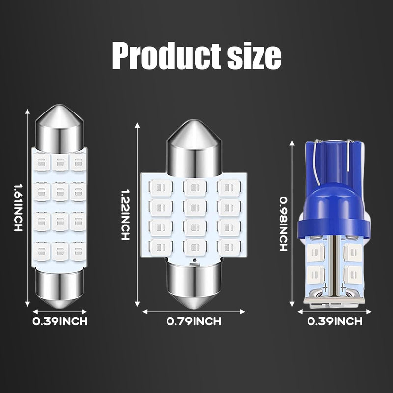 Pack-24 Car LED Bulb Kit Set, T10 31 mm 42 mm Interior Car Lights Bulbs Dome Light, Festoon Bulbs LED Replacement Bulbs for Car Dome Map Door Courtesy License Plate Lights (Blue) 24 PCS Blue