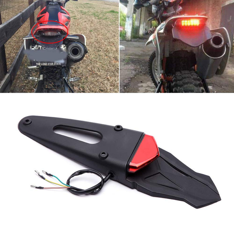 Rich Choices Rear Fender Mount Red LED Tail Light Brake Lamp Turn Signals License Plate Light for Custom Off-Road Motorcycle Dirt Bike (Red#1) Red#1