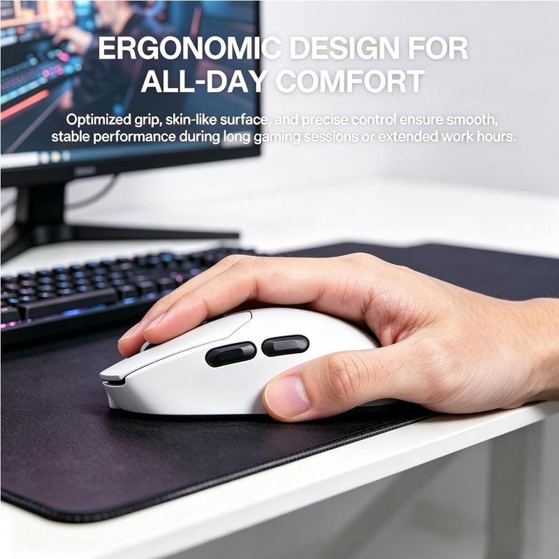 Tyrfing V1 Tri-Mode Wireless Gaming Mouse White | RGB Magnetic Charging Dock, Tri-Mode Wireless (BT/2.4G/USB-C), Ultra-Light 59g Design, USB-C Rechargeable,PAW 3311