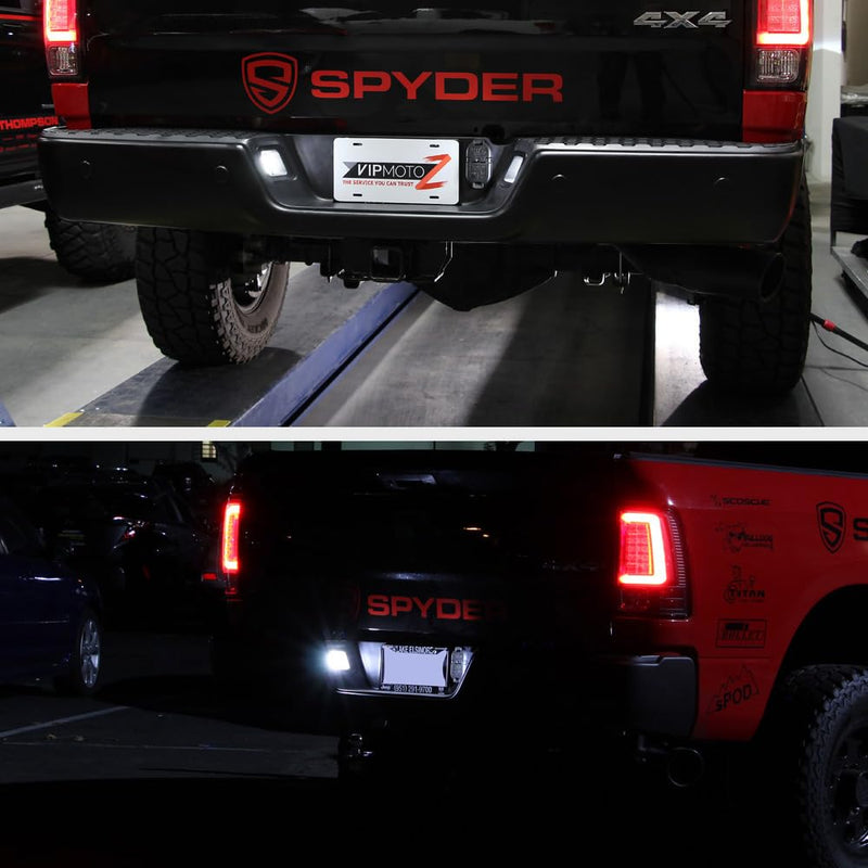 VIPMOTOZ Full LED Smoke Lens License Plate Light For 2003-2018 Compatible with Dodge RAM 1500 2500 3500 Pickup Truck, 6000K Diamond White, 2-Pieces Tag Lamp Assembly Replacement
