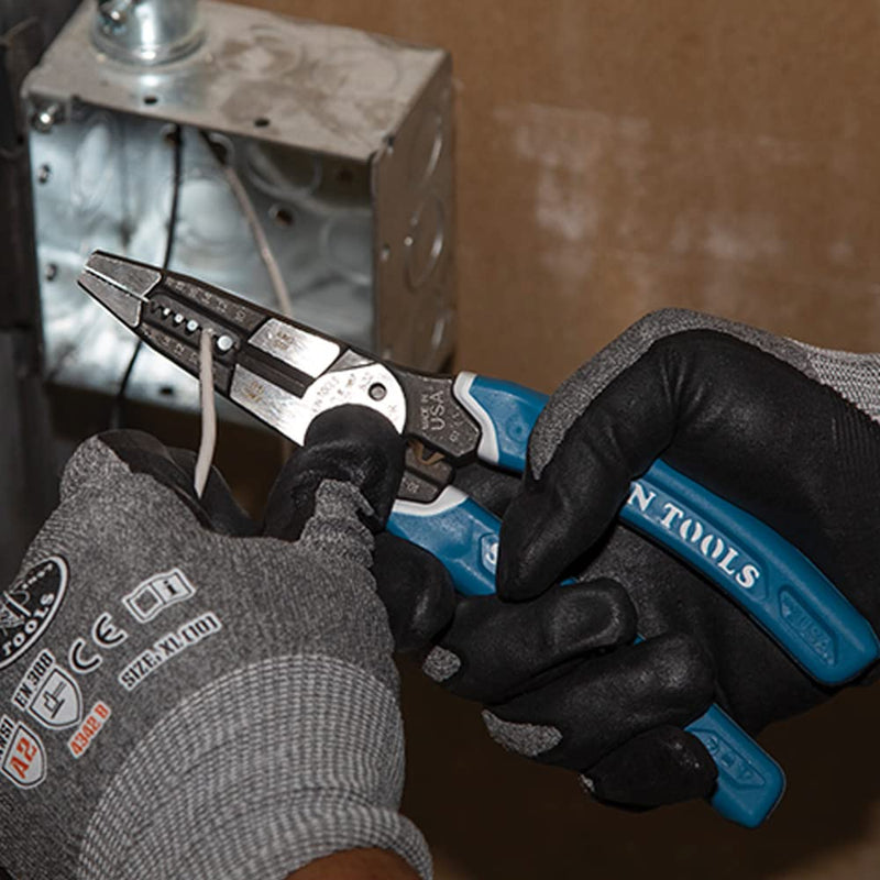 Klein Tools K12065CR Wire Stripper / Cutter / Crimper Tool, Made in USA, for Cutting, Stripping, Crimping, Twisting (8-18 AWG solid, 10-20 AWG stranded) Crimping Pliers