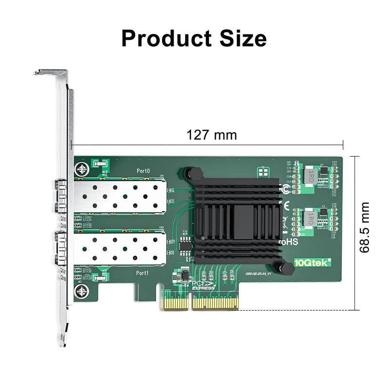 1000Mbps Gigabit Ethernet PCI Express NIC Network Card with Intel I350AM2 Chip Ethernet Server Converged Network Adapter I350-F2, PCIE 2.1 x4, Dual SFP Ports, Compare to Intel I350-F2 2-SFP X1