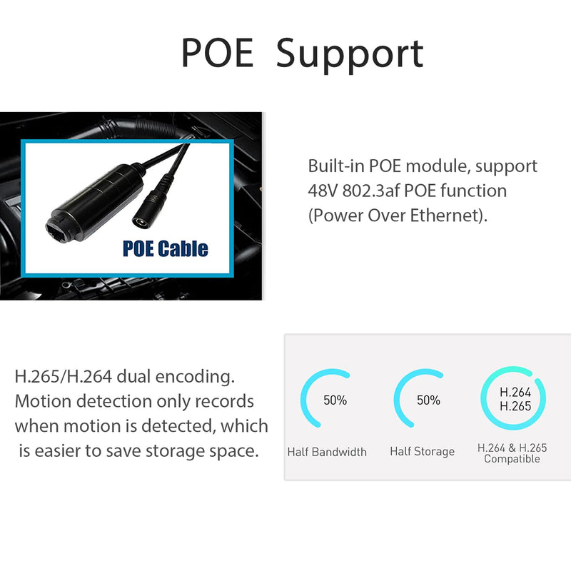 HD 5MP IP65 Waterproof Mini POE IP Camera,12 pcs LEDs IR Night Vision 3.6mm Lens Mini Indoor Outdoor Security Video CCTV Camera,H.265 Motion Detection (I704-2-P-HSV6) 3.6mm Lens waterproof Black I704-2-P-HSV6