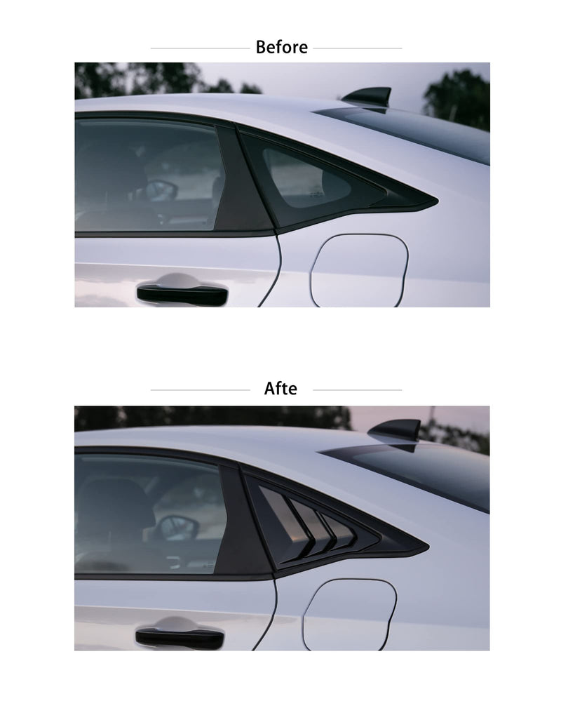 CKE for 11th Gen Civic Sedan Compatible with Honda Civic 2026 2025 2024 2023 2022 Accessories Car Exterior Rear Side Window Louvers Air Vent Scoop Shades Cover Blinds -Bright Black Glossy Black