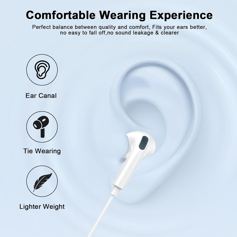 [Apple MFi Certified] USB C Headphones for iPhone 17 16 15,Wired Earbuds with Mic & Volume Control,Noise Cancelling Type C Earphones in-Ear for iPad Pro/Air,Galaxy S25 26 Ultra,Pixel 9,MacBook 2Pcs Creamy white