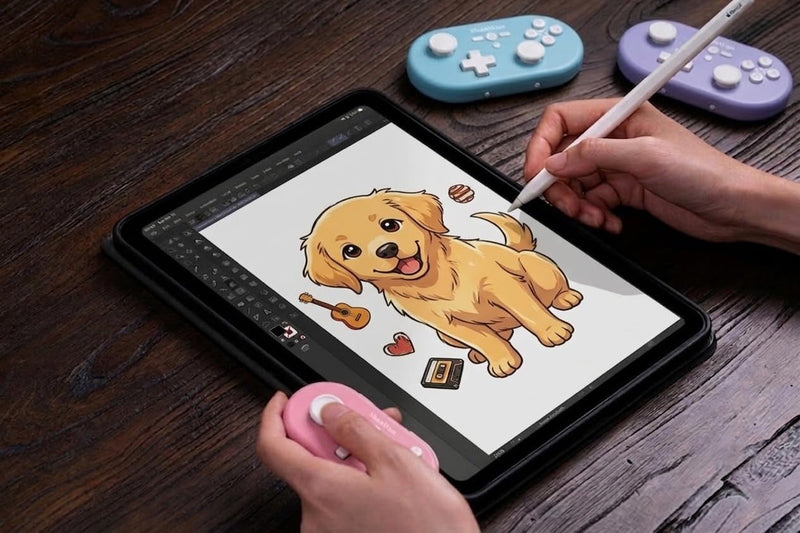 ShanWan wireless handheld controller, suitable for Switch/Switch 2/Android/iOS/PC/Steam Deck/phone, 1000Hz polling rate, with custom keyboard mode for Procreate drawing Bluetooth controller/6-axis gyroscope/vibration (blue) blue
