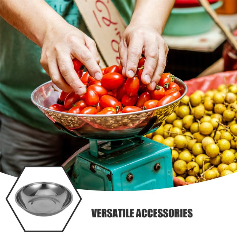 STOBAZA 2pcs Stainless Steel Food Scale Bowl Electronic Scale Tray Digital Scale Weighing Boat for Cooking Baking Kitchen Laboratory Supplies 25cm