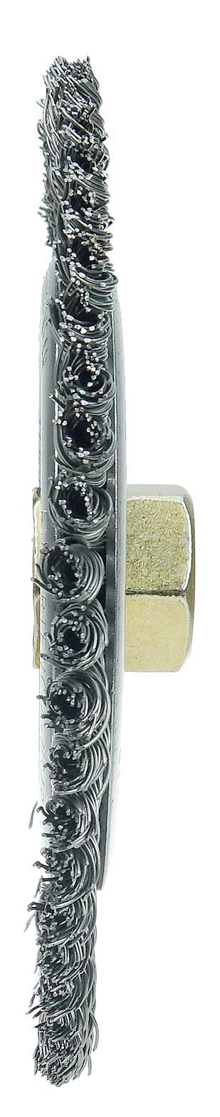 Weiler 09400 Roughneck Jr. 6" Root Pass Weld Cleaning Brush, .020" Steel Wire Fill, 5/8"-11 Unc Nut, Made in the USA