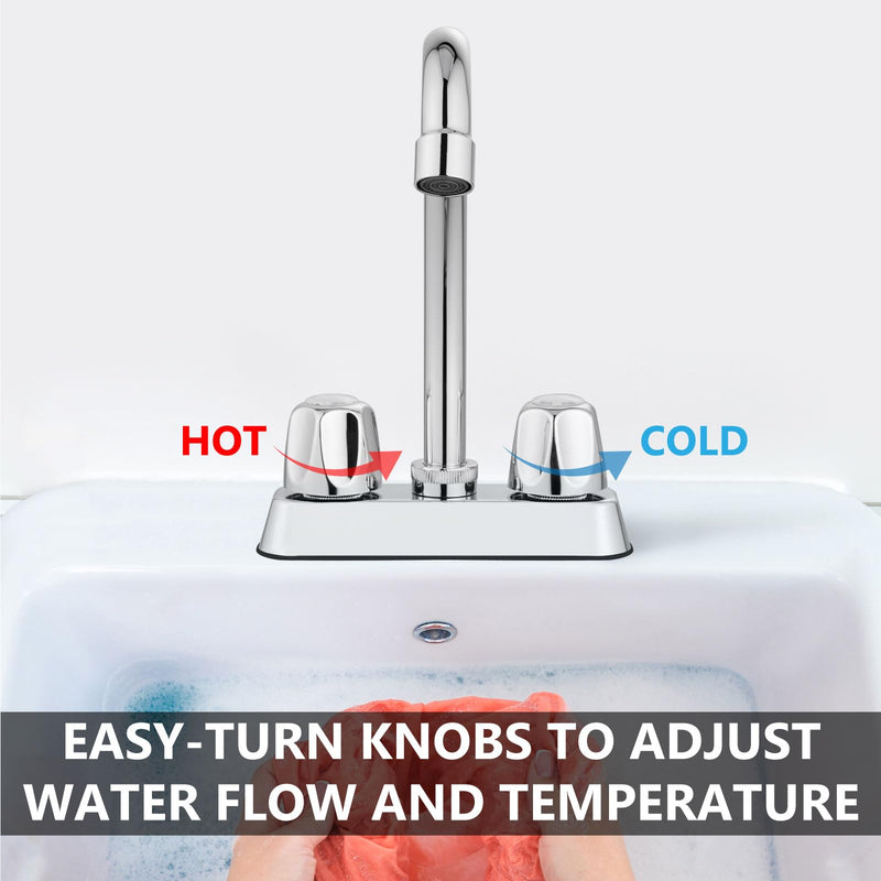 2 Handles Utility Laundry Sink Faucet 4 Inch Centerest Laundry Faucets for Utility Sink with Swivel Spout Polish Chrome
