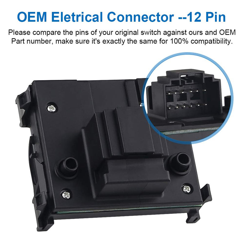 Overhead Console Switch, Push Button Actuator, Manual Operation, Black, Compatible with Ford F150 2009-2017, F250-F550 Super Duty 2011-2017, Replacement for 9L3Z15B691DA, SW6643
