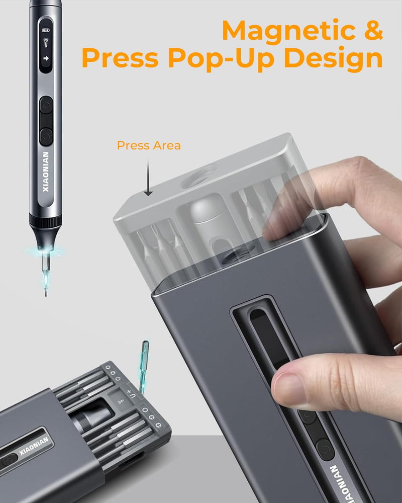  [AUSTRALIA] - 52 in 1 Electric Screwdriver Set,XIAONIAN 3.7V Mini Precision Screwdriver Set with 48 S2 Magnetic Bits,USB-C Charging Cable,LED Light,Small Repair Tool Kit for Phone,Watch,Eyeglasses,PC,Camera,Laptop 3-electronic-52 in 1