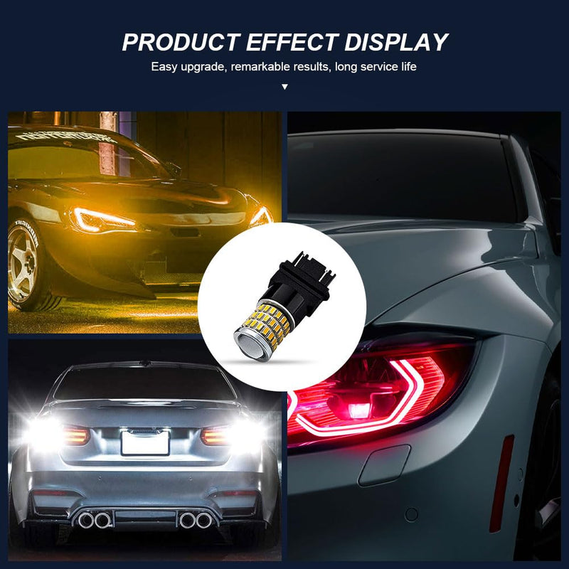 2Pcs 3157 LED Bulbs, 3056 3156 3057 4157 LED Replacement Bulbs, Super Bright LED Turn Signal Bulbs for Front Rear Turn Signal Light Blinker Parking Side Marker Brake Lights (Amber Yellow) Amber Yellow