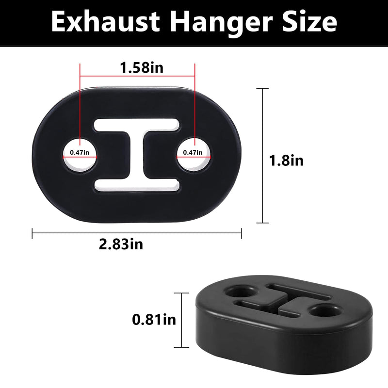 Exhaust Rubber Hanger, rubber muffler hangers. Rubber Insulator Bushing Mount, rubber exhaust mounts with 2 Holes 0.47 Inch, Universal Fit black-2PCS