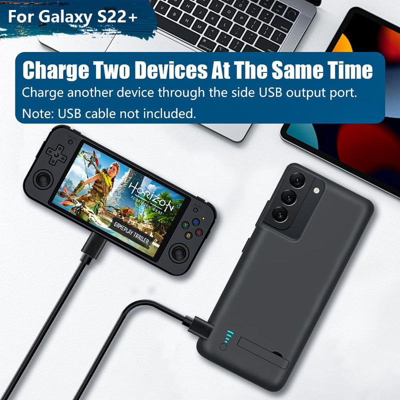Sitong [New Battery Case for Samsung Galaxy S22+, 5000mAh Rechargeable Extended Battery Charging Charger Case, Add 100% Extra Juice (6.6 Inches) Black