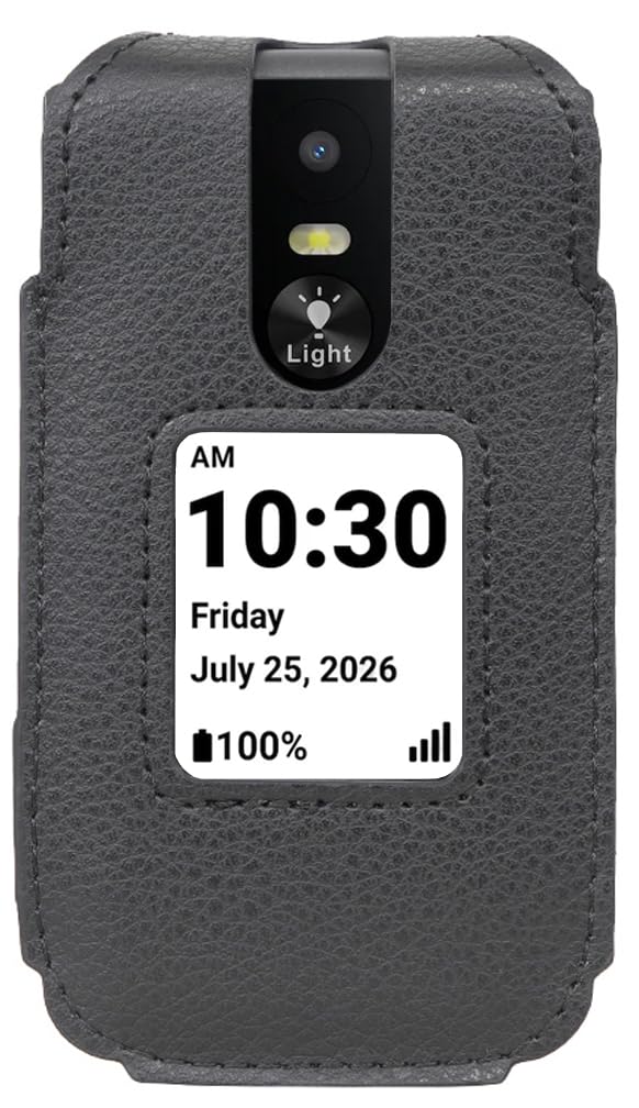 Nakedcellphone Fitted Series for Lively Jitterbug Flip 3 Phone Case - Black | Vegan Leather, Form-Fit Cover, with Screen Protection, Keypad Guard, Rotating Metal Belt Clip, For Jitterbug Flip3 (2026)