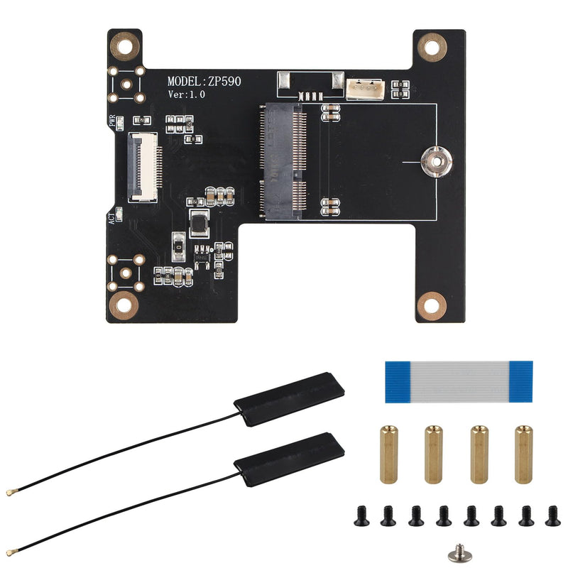 ZDE ZP590B PCIe to M.2 E Key HAT PCIE to WiFi7 6 6E 5 Module Adapter Expansion Board for Raspberry Pi 5 WiFi Adapter Board Support Google TPU WiFi 7 BE200 WIFI6E AX210 MT7922 WIFI6 AX200