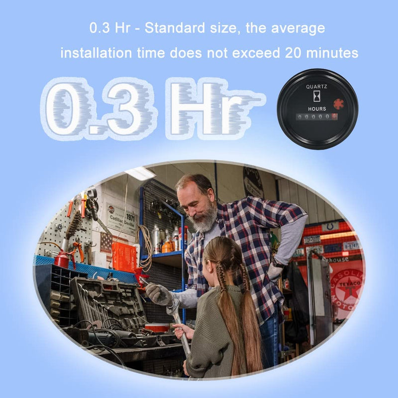 12-36V DC/AC Boat Marine Hour Meter, Quartz Hour Meter, Round Waterproof Hour Gauge Compatible with Boat Truck Engine 748 CHENNIC A Style