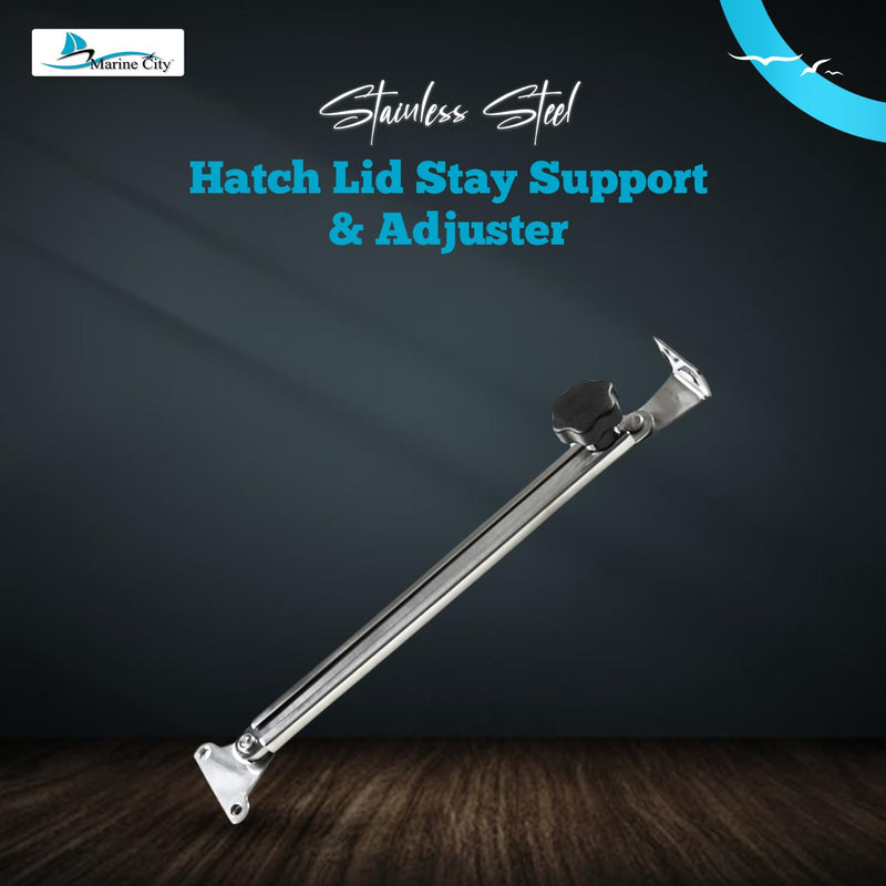 MARINE CITY Hatch Lid Stay Support and Adjuster 316 Stainless Steel – Mirror Polish, Corrosion-Resistant, 33 lbs Load Capacity, Adjustable Design for Yachts and Boats Medium