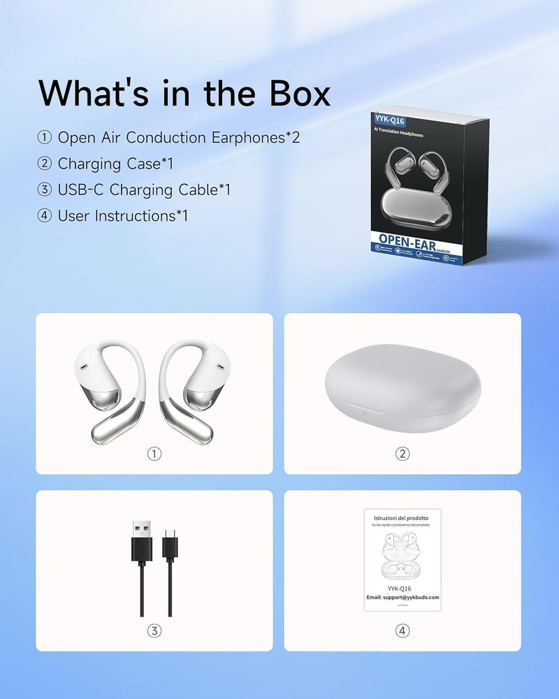 Ultra Open Ear Headphones, Over Ear Bluetooth Bone Conduction Earbuds | Bluetooth 6.1, LED Digital Display, 60H Playtime, IP55 Waterproof, Secure Earhooks for Running, Cycling & Workout Pearl white