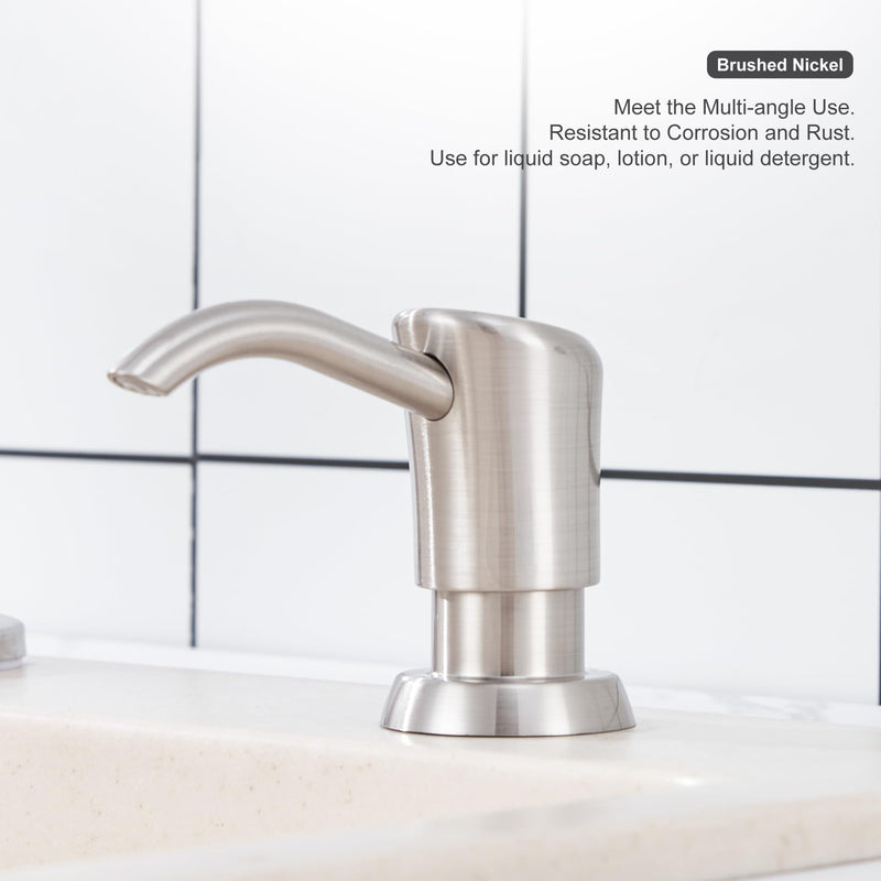 GAGALIFE Built in Counter Soap Dispenser (Brushed Nickel) for Kitchen Sink and Extension Tube Kit, Anti-Leakage Upgrade with 40" Tube No More Top Refill Brushed Nickel