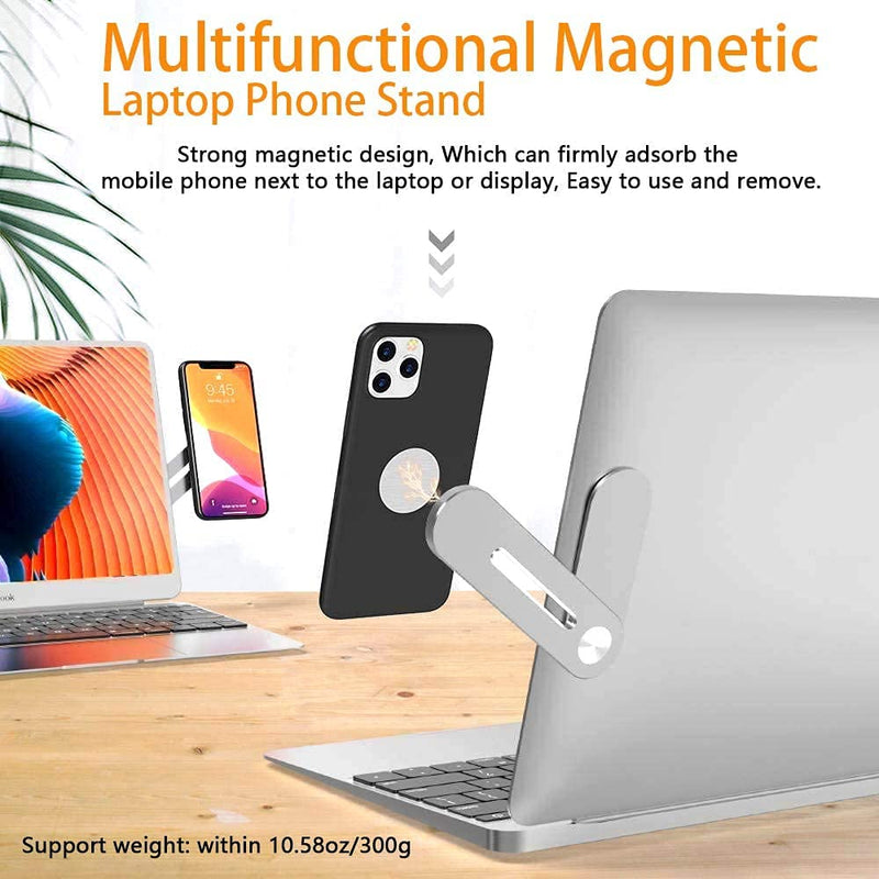 DK177 Laptop Phone Holder, Laptop or Desktop Monitor Side Mount Phone Holder, Slim Portable Foldable Smartphone Stand, Computer Monitor Expansion Bracket, Compatible with Any Phone, Black