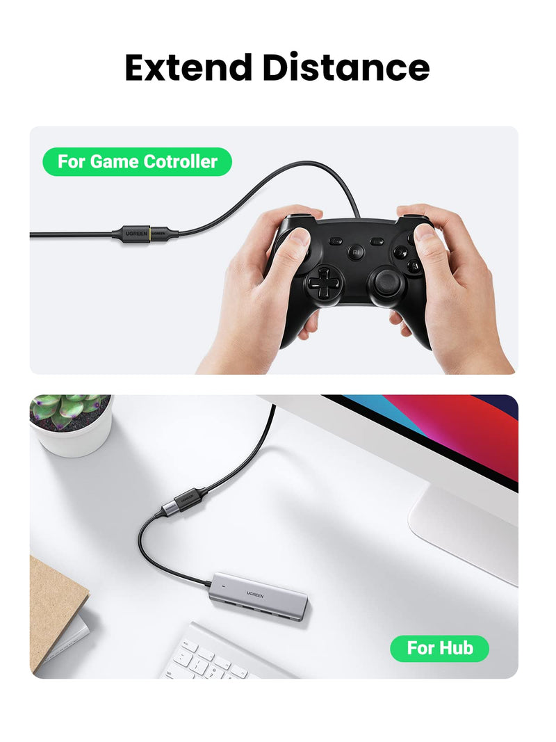 UGREEN USB Extender, USB 3.0 Extension Cable Male to Female USB Cable High-Speed Data Transfer Compatible with Webcam, Gamepad, USB Keyboard, Mouse, Flash Drive, Hard Drive, Oculus VR, Xbox 15 FT 5.0 Meter