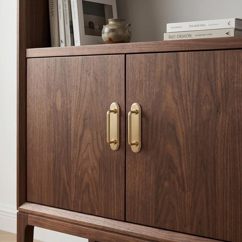 Goo-Ki Champagne Bronze Cabinet Pulls with Backplate, 3 Inch Hole Centers, 2 Pack Modern Transitional Drawer Handles, Zinc Alloy Hardware for Kitchen Cupboard, Bathroom Vanity, Dresser 3" Center to Center Orbit Rim