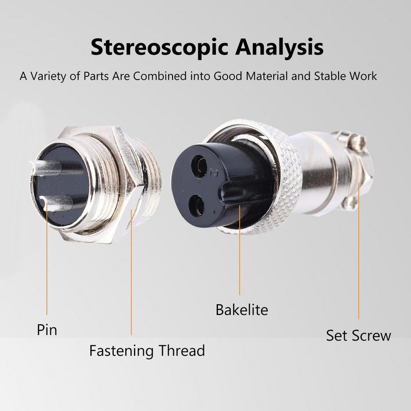 GX16-2 Aviation Metal Screw Connector 2 Pin Male Female Plug for Plasma Cutters CNC Machines Electrical Socket with Solder Cups