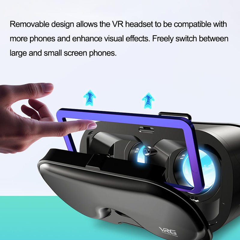 Vr Headset for Phone, Lightweight Virtual Reality Headset for Horizontal Buckle Lock Design, Virtual Reality Glasses for Home Entertainment Travel Gaming Office Break and Daily Use